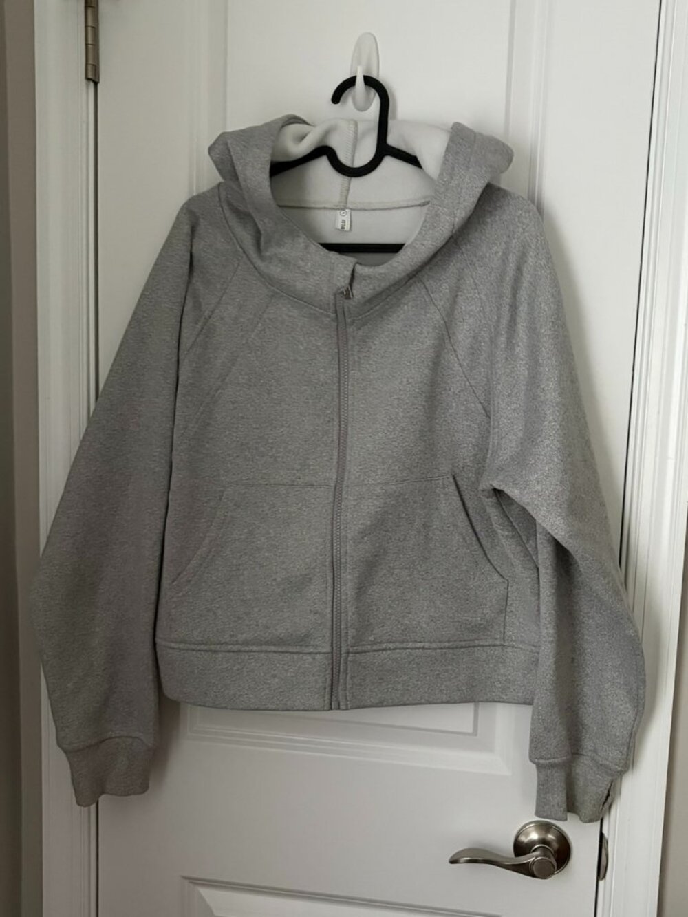 LASLULU Cropped Scuba Zip-Up Hoodie Sweatshirt